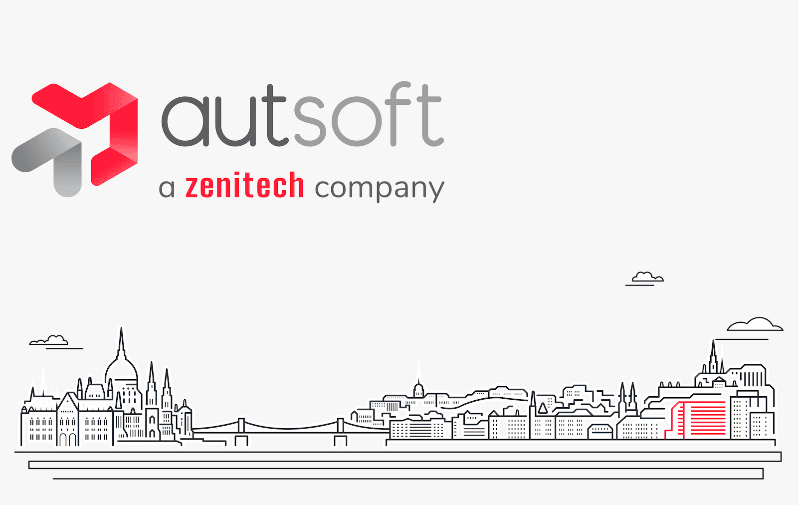 Autsoft Acquisition Budapest Skyline with logo