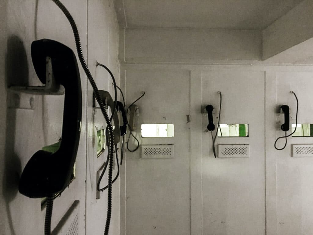 Prison phones on a wall